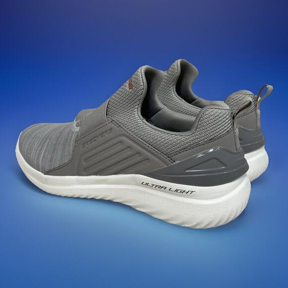 Skechers Mens Sz 10 Gray Slip On Sneakers Stretch Fit Bounder 2.0 Balmore Taupe - Picture 2 of 9